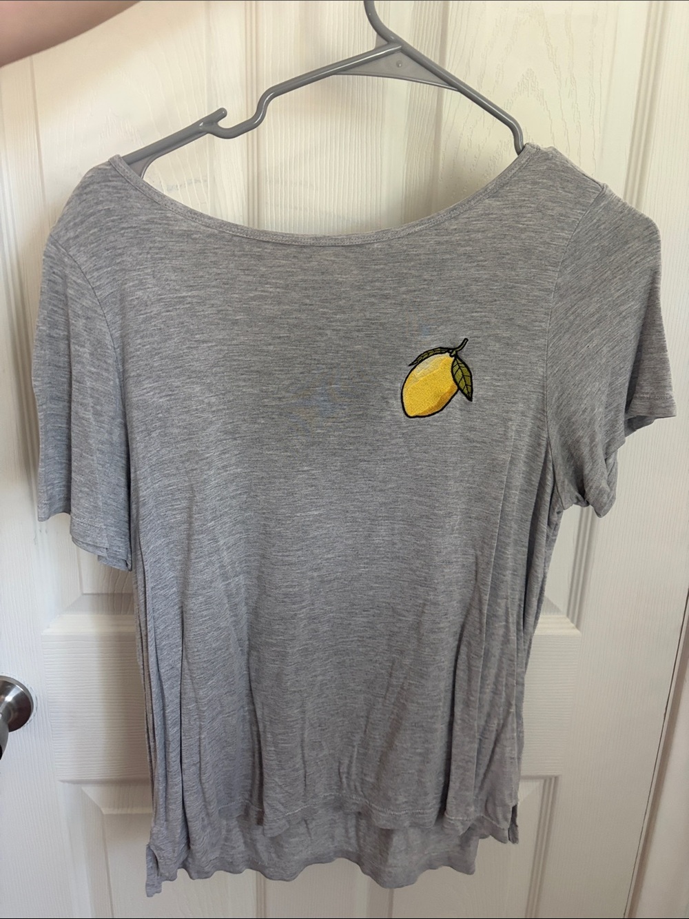H&M Grey Short Sleeve Tee with Yellow Lemon Patch